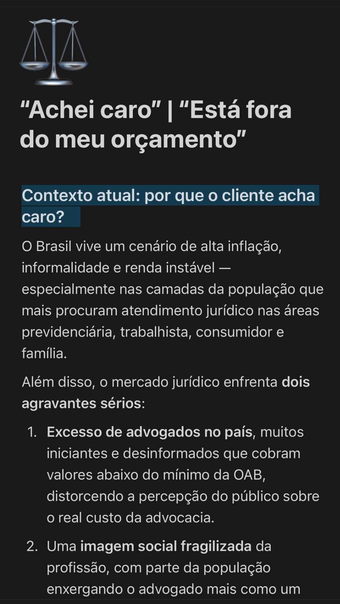 "Achei caro" / "Está fora do meu orçamento"